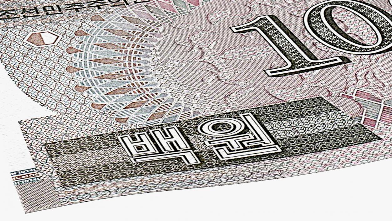 3D North Korea 100 Won Banknote model