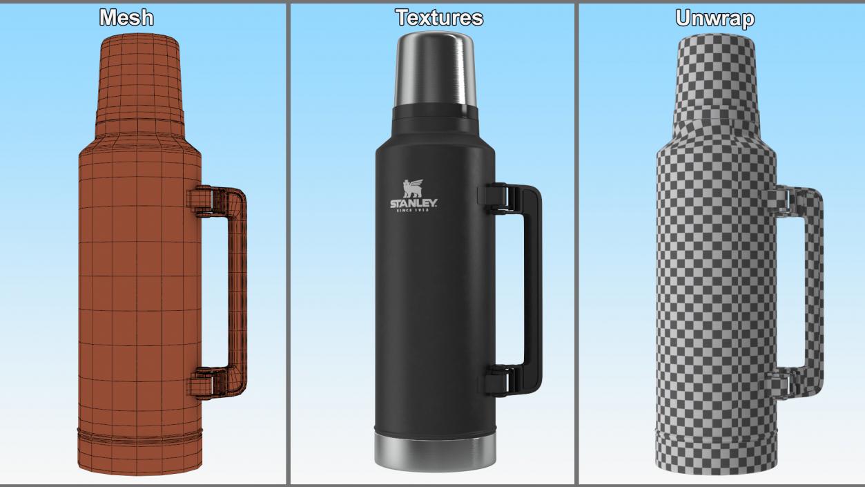 3D model Stanley Black Thermos with Turned Handle