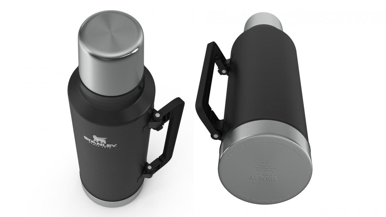 3D model Stanley Black Thermos with Turned Handle