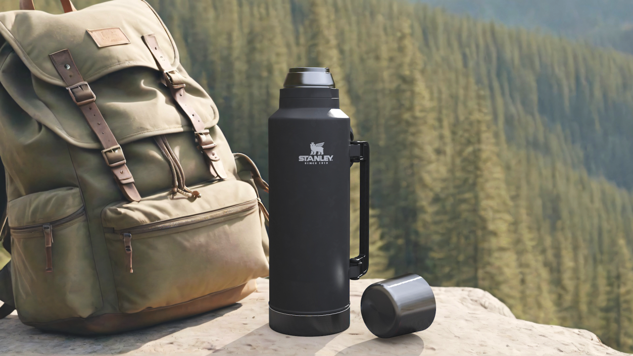 3D model Stanley Black Thermos with Turned Handle