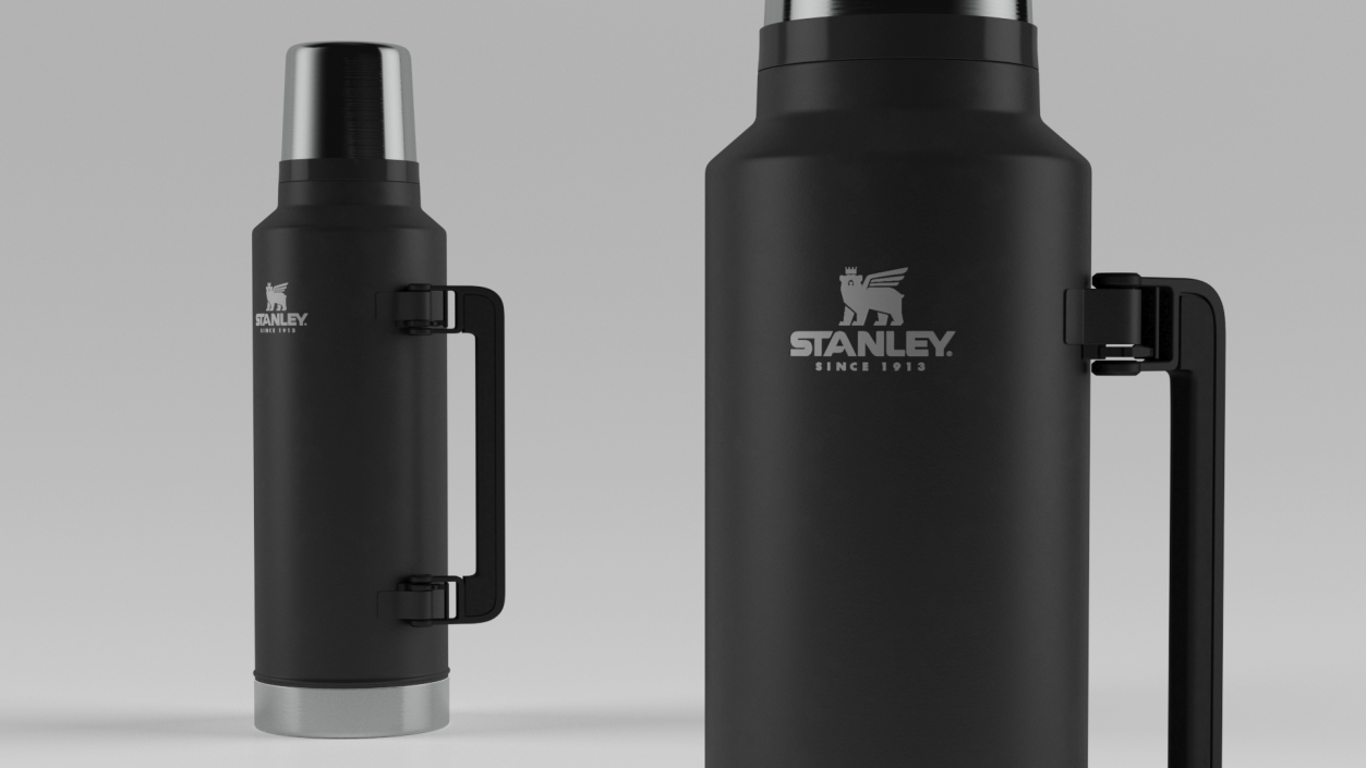 3D model Stanley Black Thermos with Turned Handle