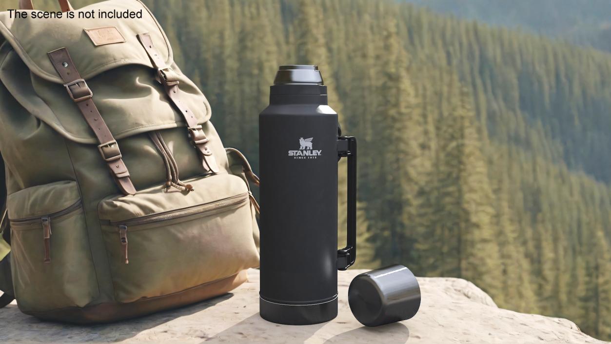 3D model Stanley Black Thermos with Turned Handle