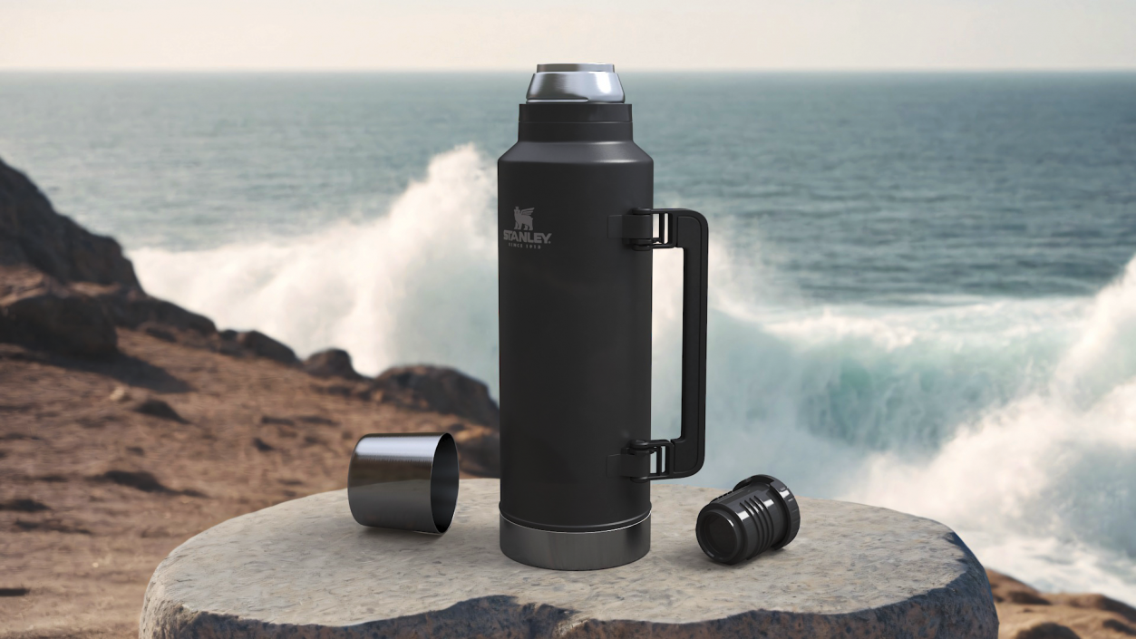 3D model Stanley Black Thermos with Turned Handle