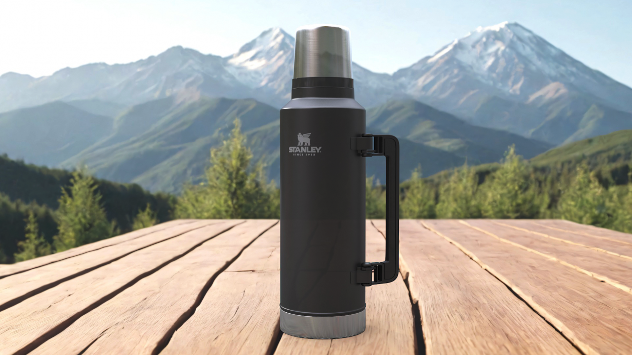 3D model Stanley Black Thermos with Turned Handle