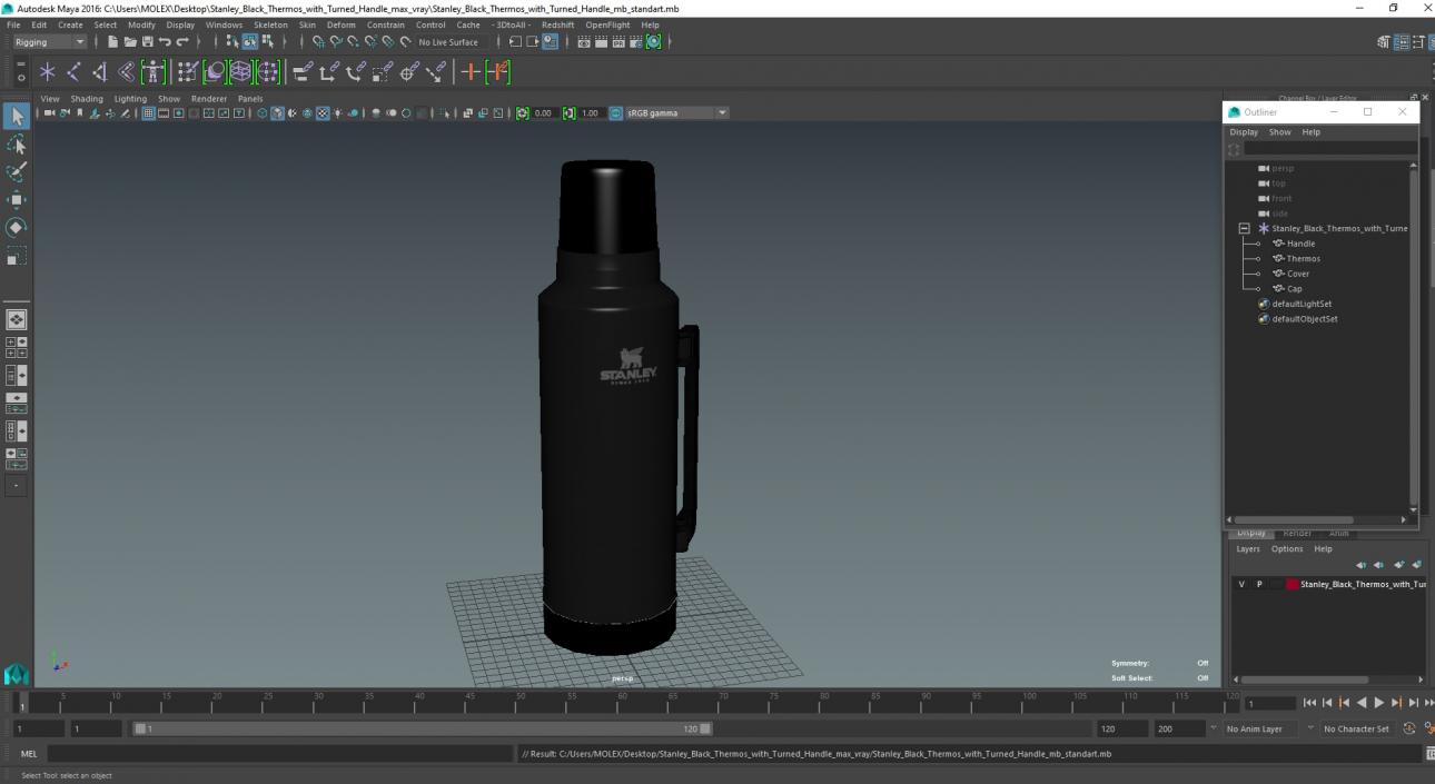 3D model Stanley Black Thermos with Turned Handle