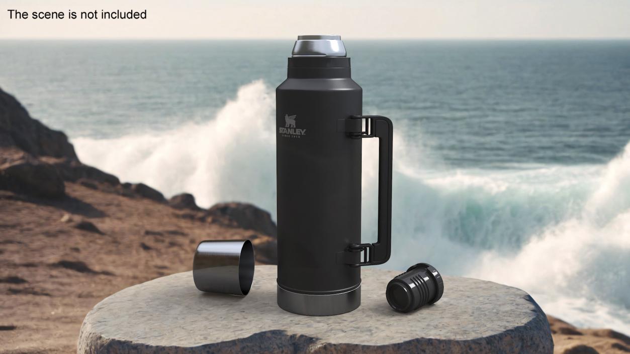 3D model Stanley Black Thermos with Turned Handle