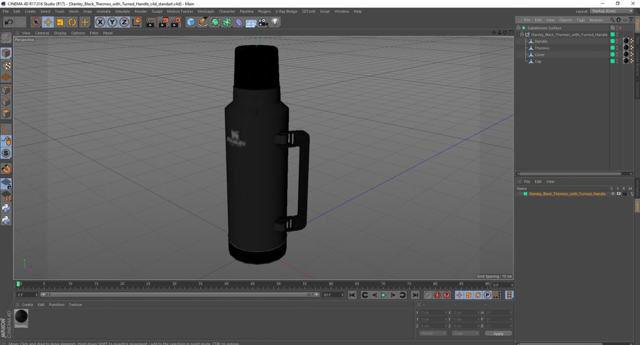 3D model Stanley Black Thermos with Turned Handle