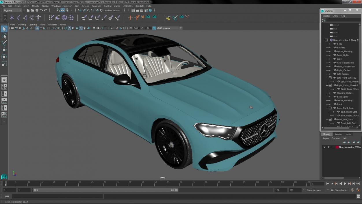 3D model New Mercedes E-Class 2023 Blue