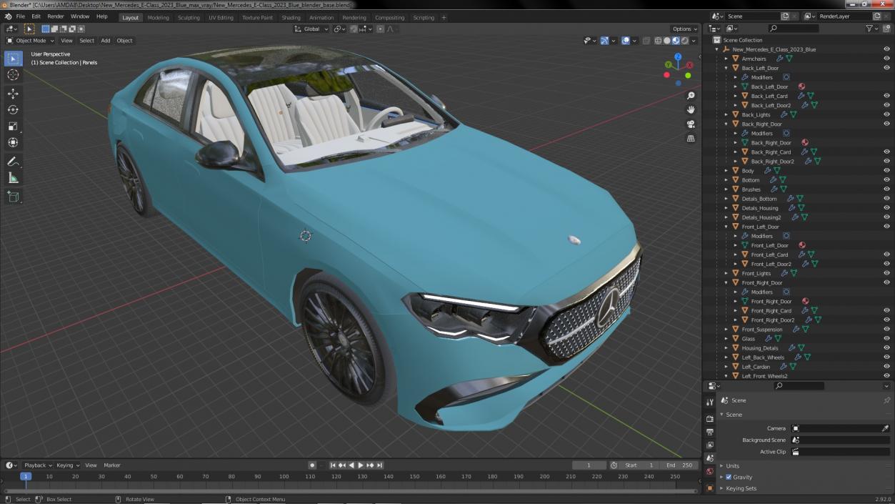 3D model New Mercedes E-Class 2023 Blue