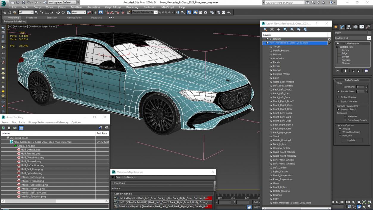 3D model New Mercedes E-Class 2023 Blue