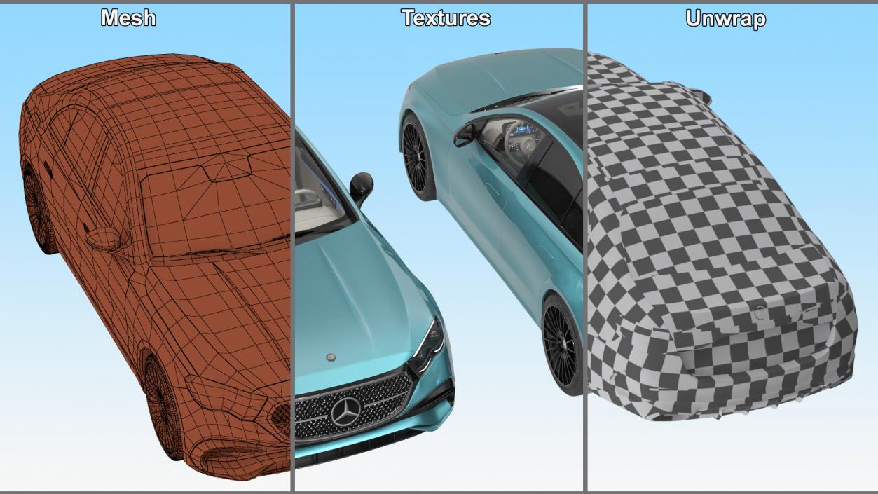 3D model New Mercedes E-Class 2023 Blue