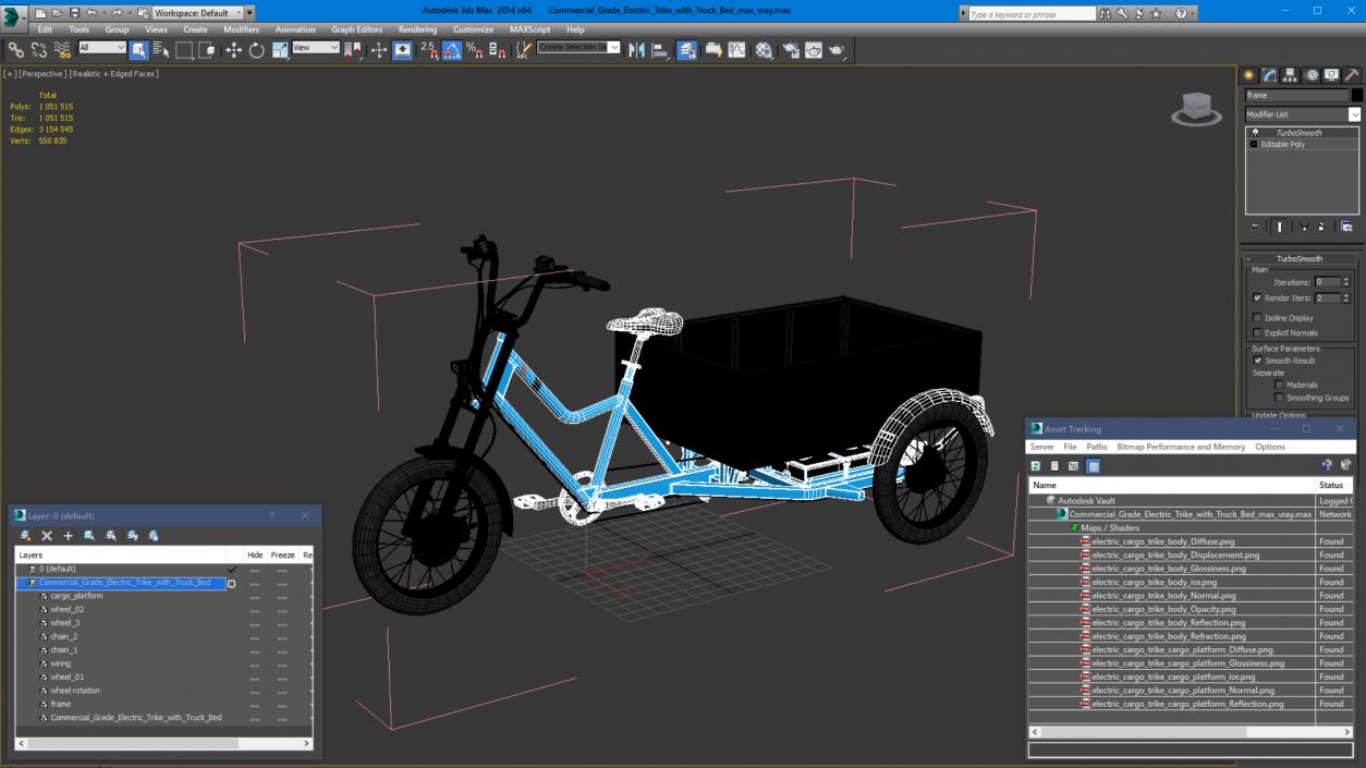 3D Commercial Grade Electric Trike with Truck Bed