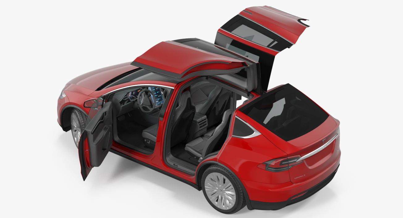 Tesla Model X 90D 2017 Rigged 3D model