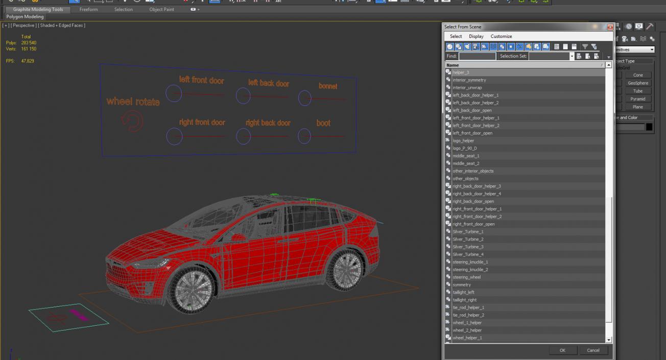 Tesla Model X 90D 2017 Rigged 3D model