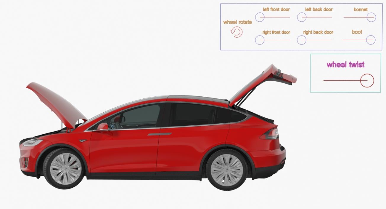 Tesla Model X 90D 2017 Rigged 3D model