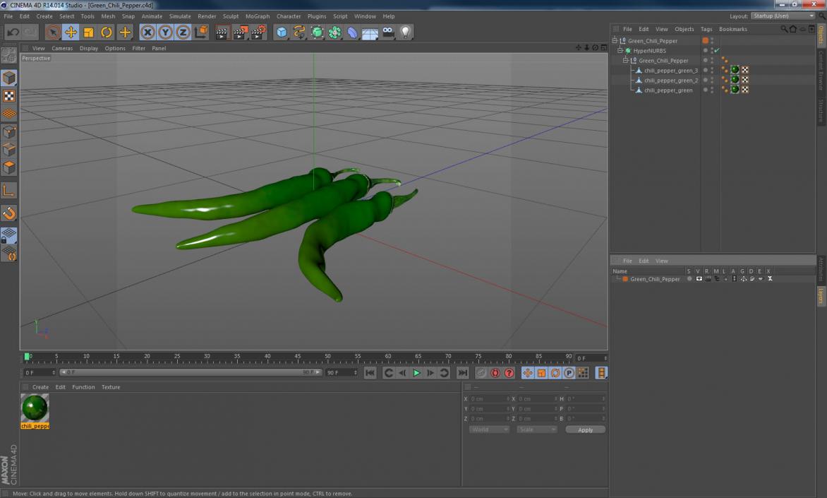 3D Green Chili Pepper model