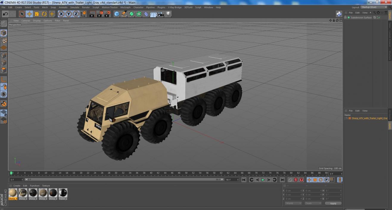 3D model Sherp ATV with Trailer Light Gray 2