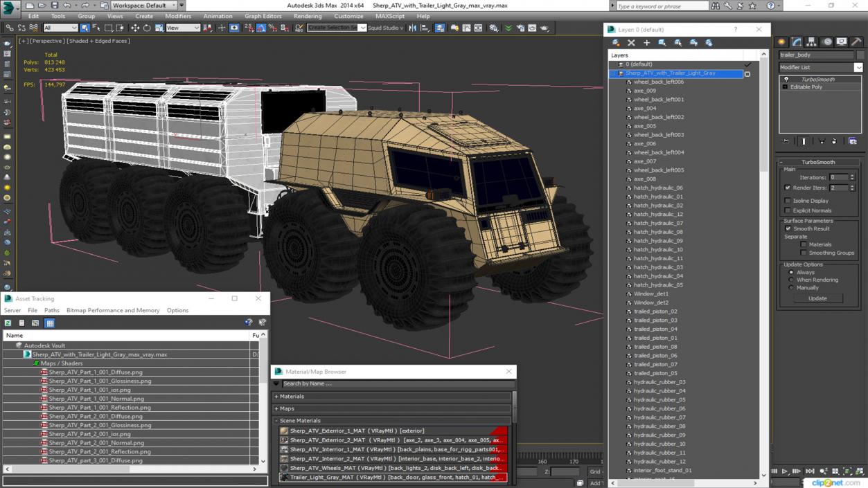 3D model Sherp ATV with Trailer Light Gray 2