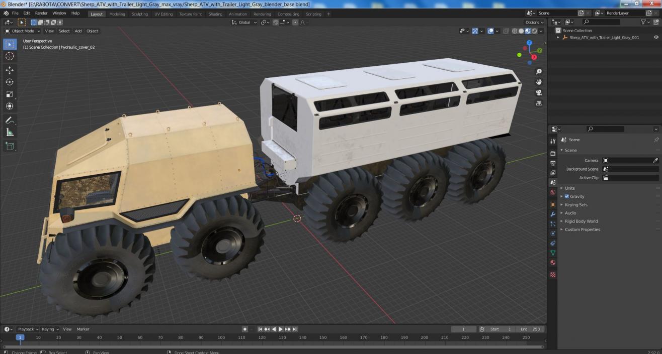 3D model Sherp ATV with Trailer Light Gray 2