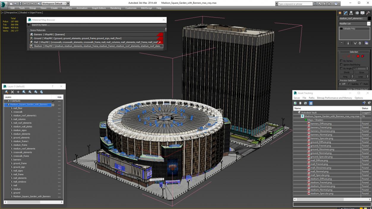 Madison Square Garden with Banners 3D model