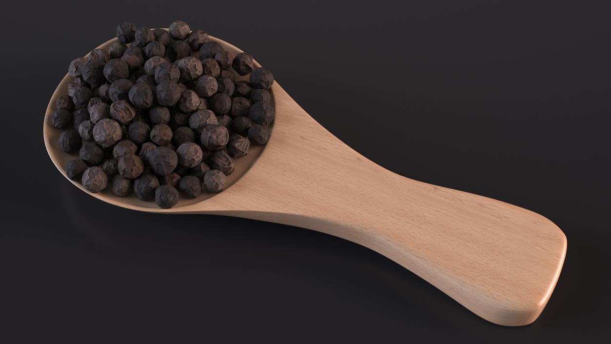 3D Spoon of Dried Peppercorn Black 2 model