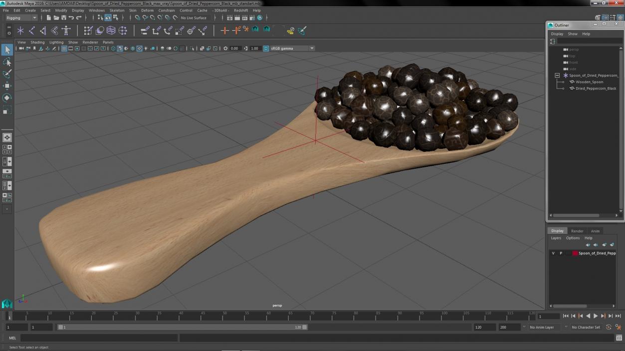 3D Spoon of Dried Peppercorn Black 2 model