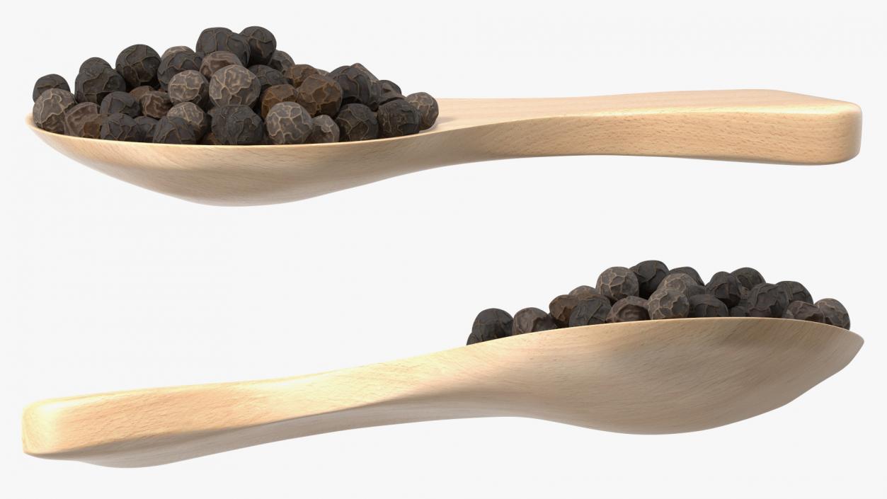 3D Spoon of Dried Peppercorn Black 2 model