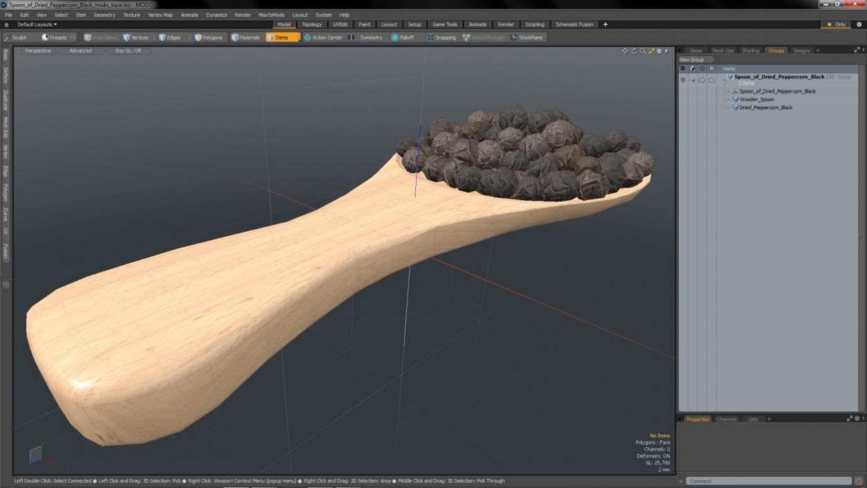 3D Spoon of Dried Peppercorn Black 2 model