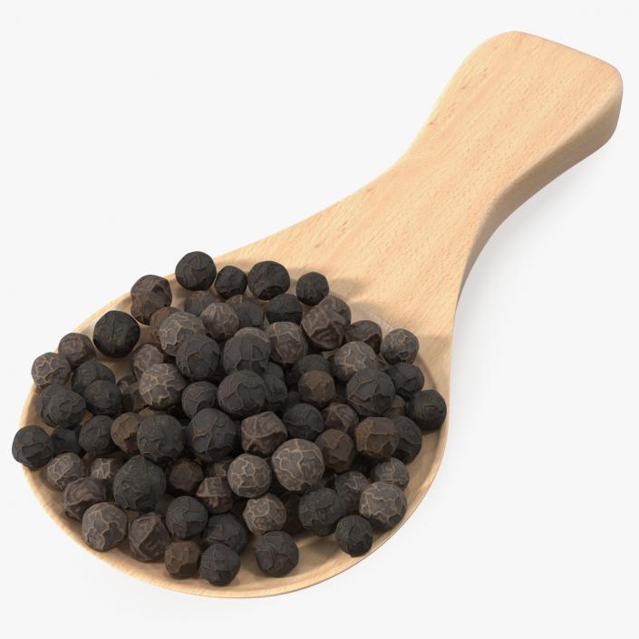 3D Spoon of Dried Peppercorn Black 2 model