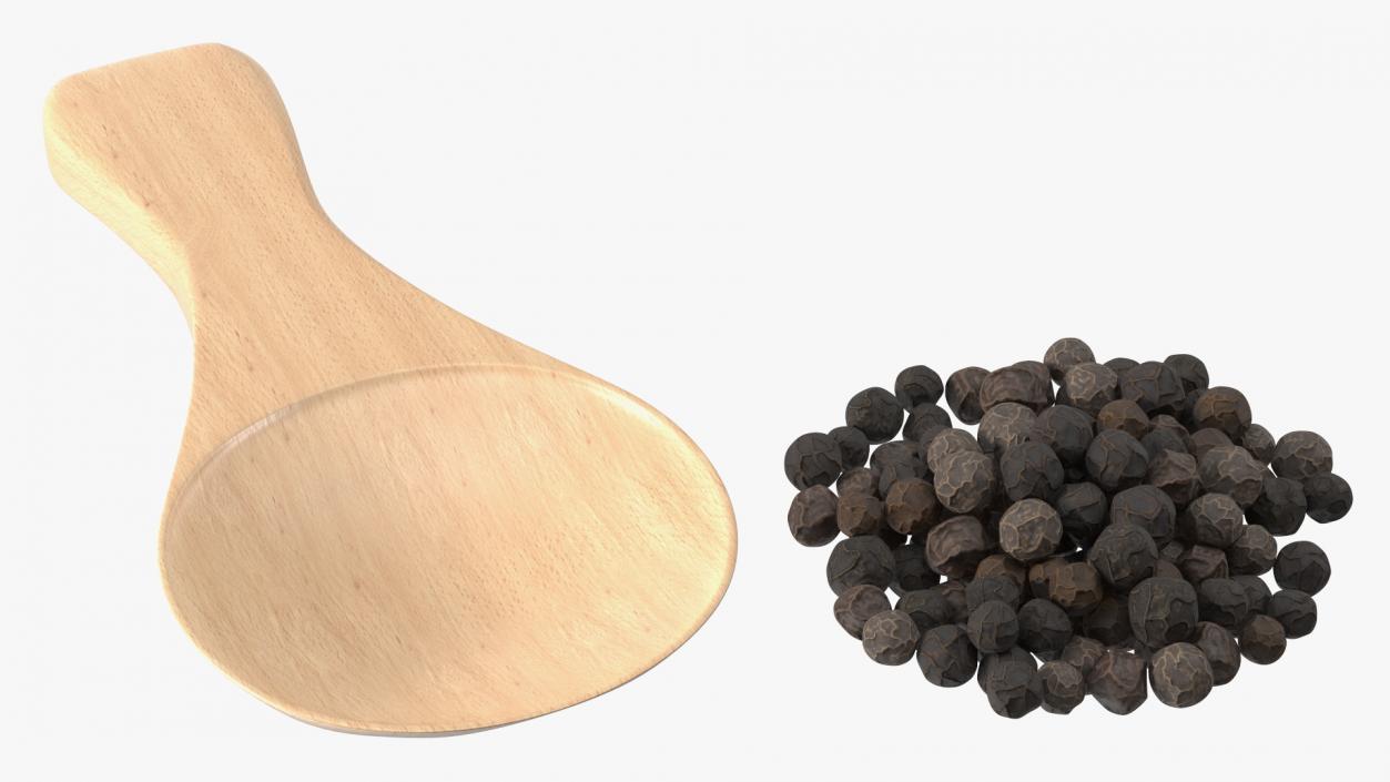 3D Spoon of Dried Peppercorn Black 2 model