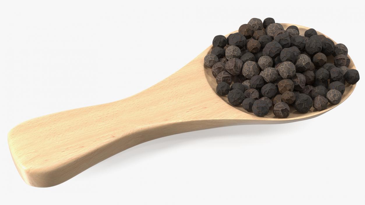 3D Spoon of Dried Peppercorn Black 2 model