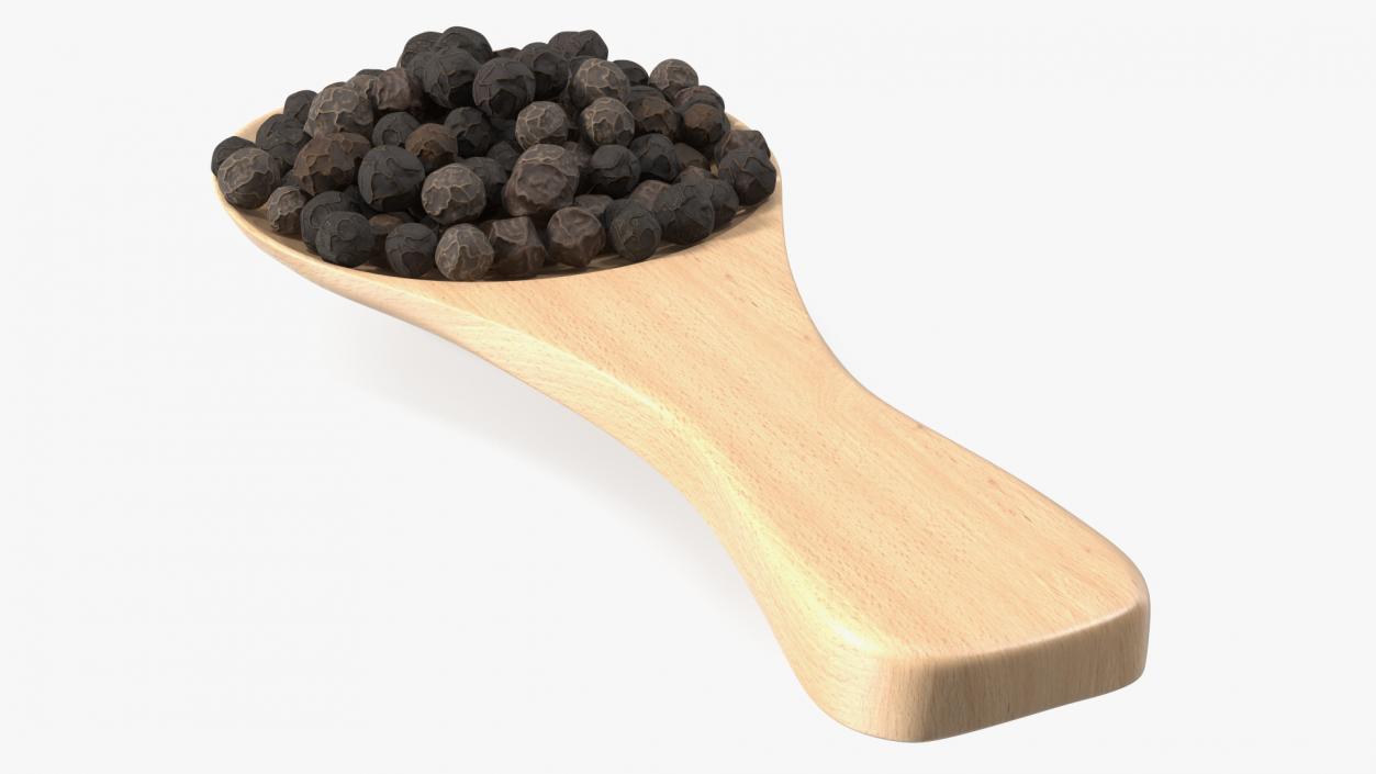 3D Spoon of Dried Peppercorn Black 2 model