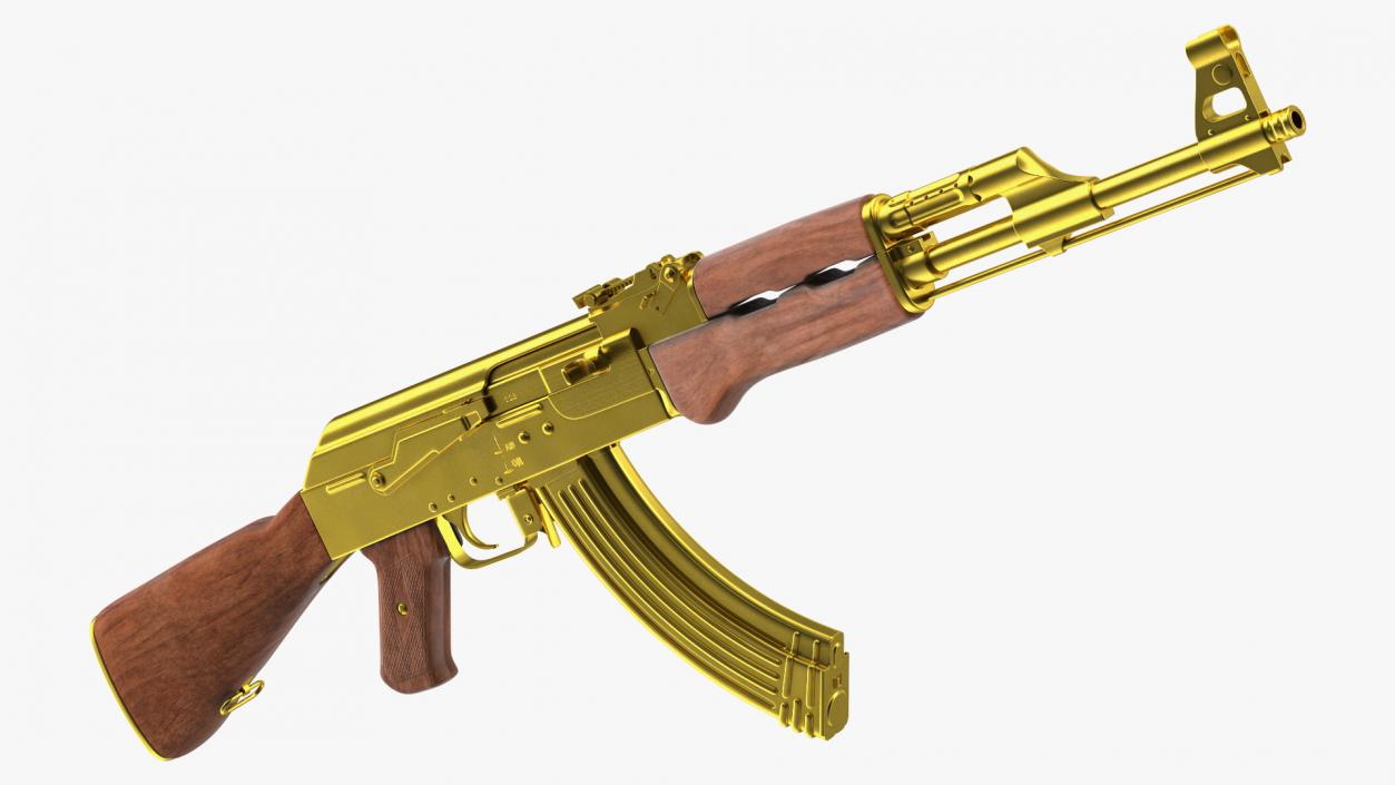 Assault Rifle AK 47 Gold 3D model