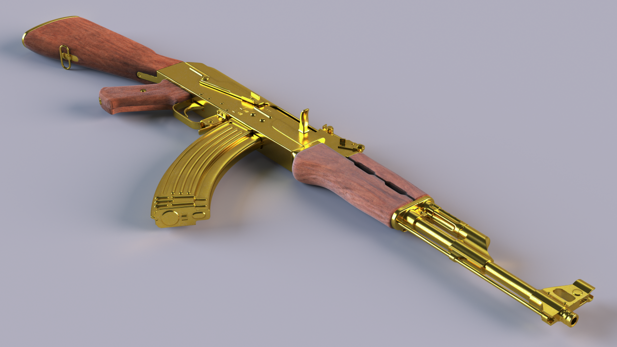 Assault Rifle AK 47 Gold 3D model