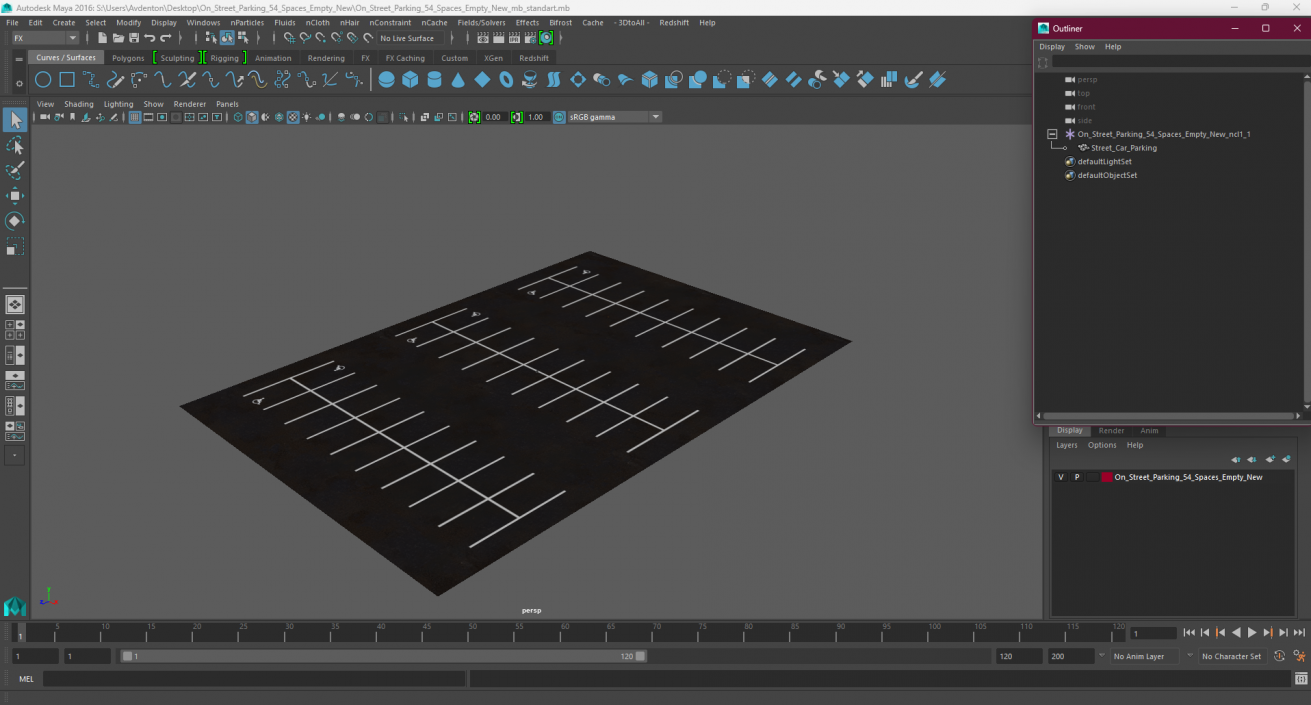 On Street Parking 54 Spaces Empty New 2 3D model