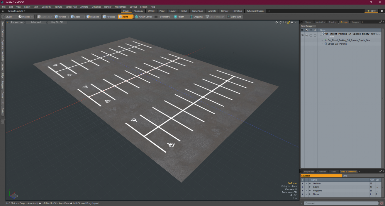 On Street Parking 54 Spaces Empty New 2 3D model