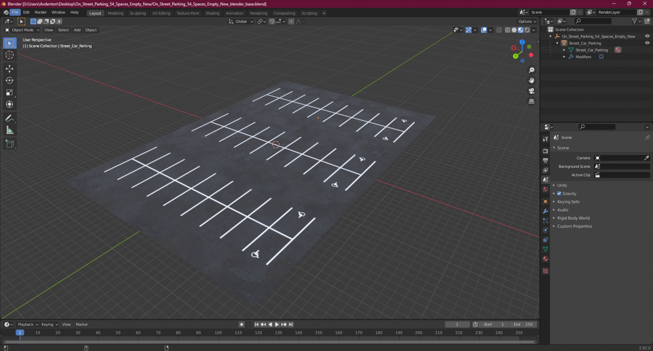 On Street Parking 54 Spaces Empty New 2 3D model