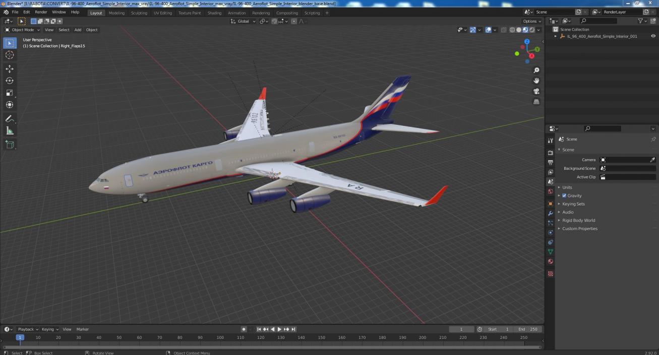 IL-96-400 Aeroflot Simple Interior 3D model