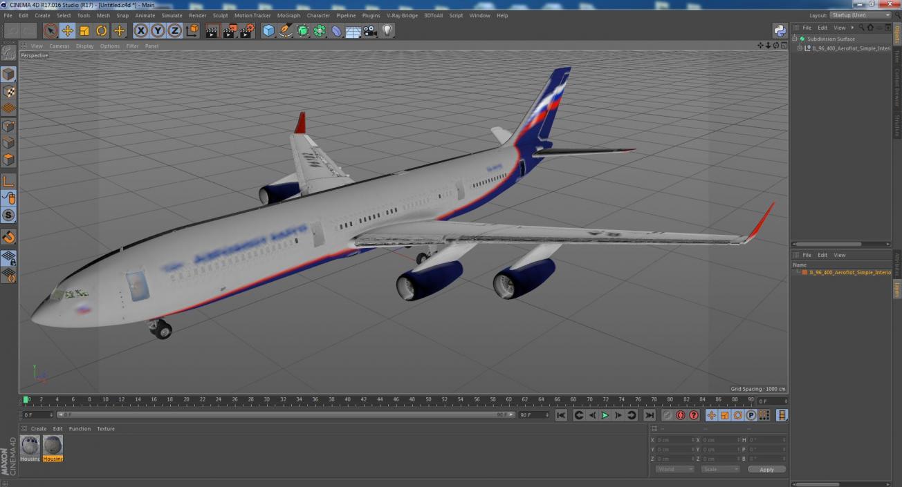 IL-96-400 Aeroflot Simple Interior 3D model