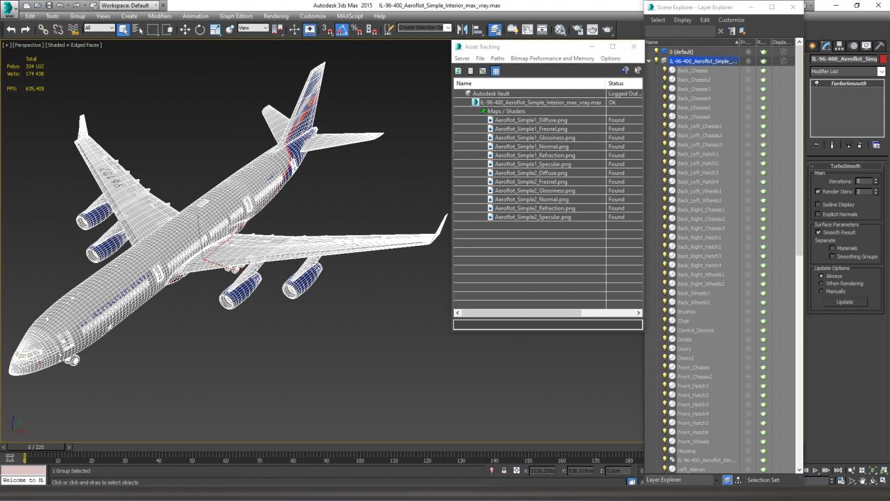 IL-96-400 Aeroflot Simple Interior 3D model