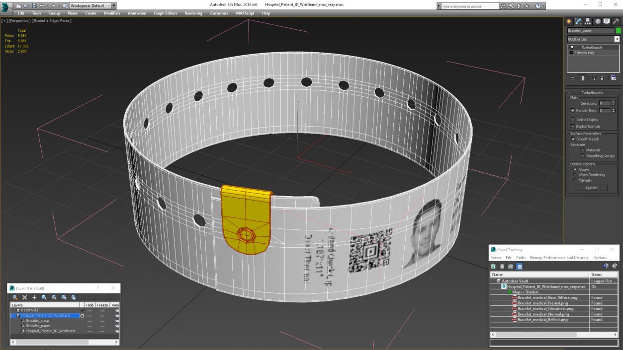 Hospital Patient ID Wristband 3D model