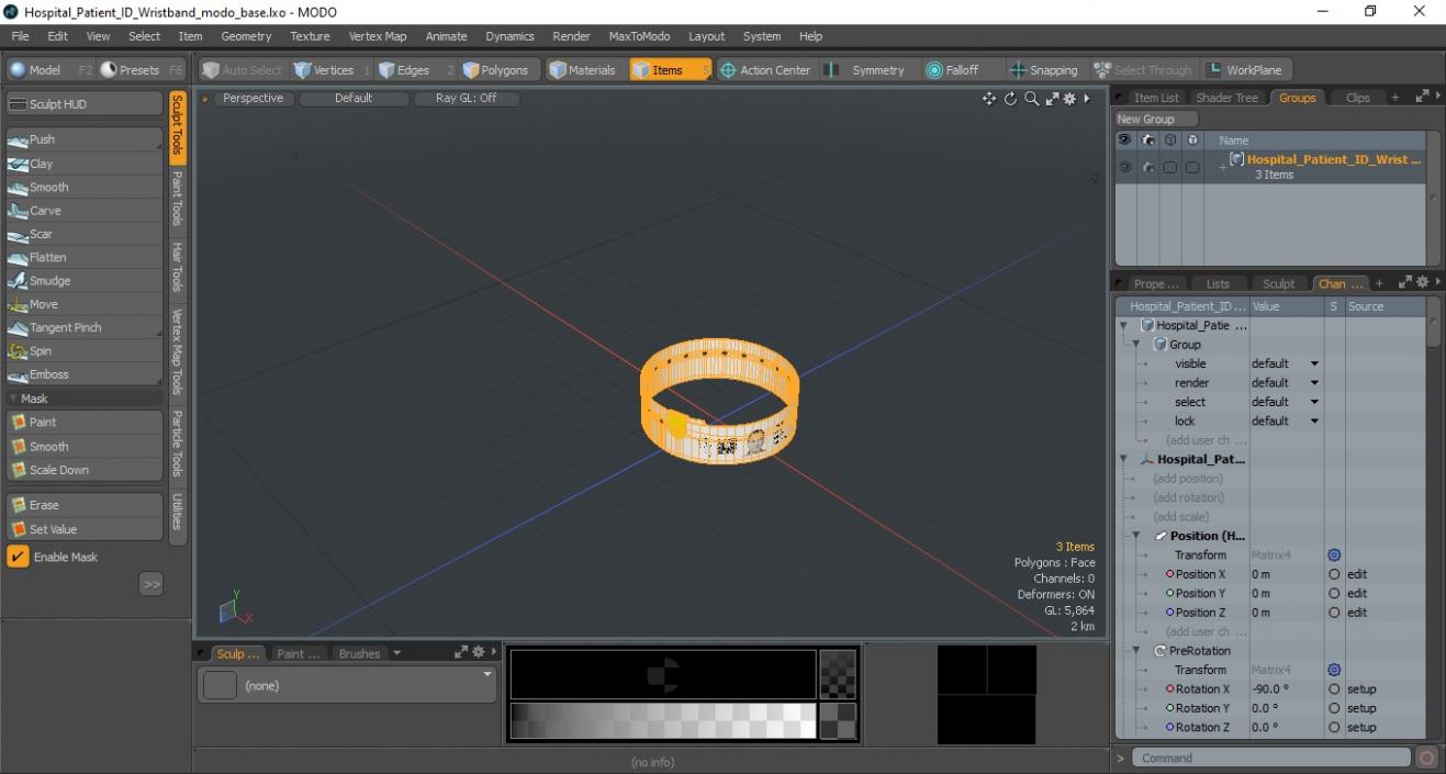 Hospital Patient ID Wristband 3D model