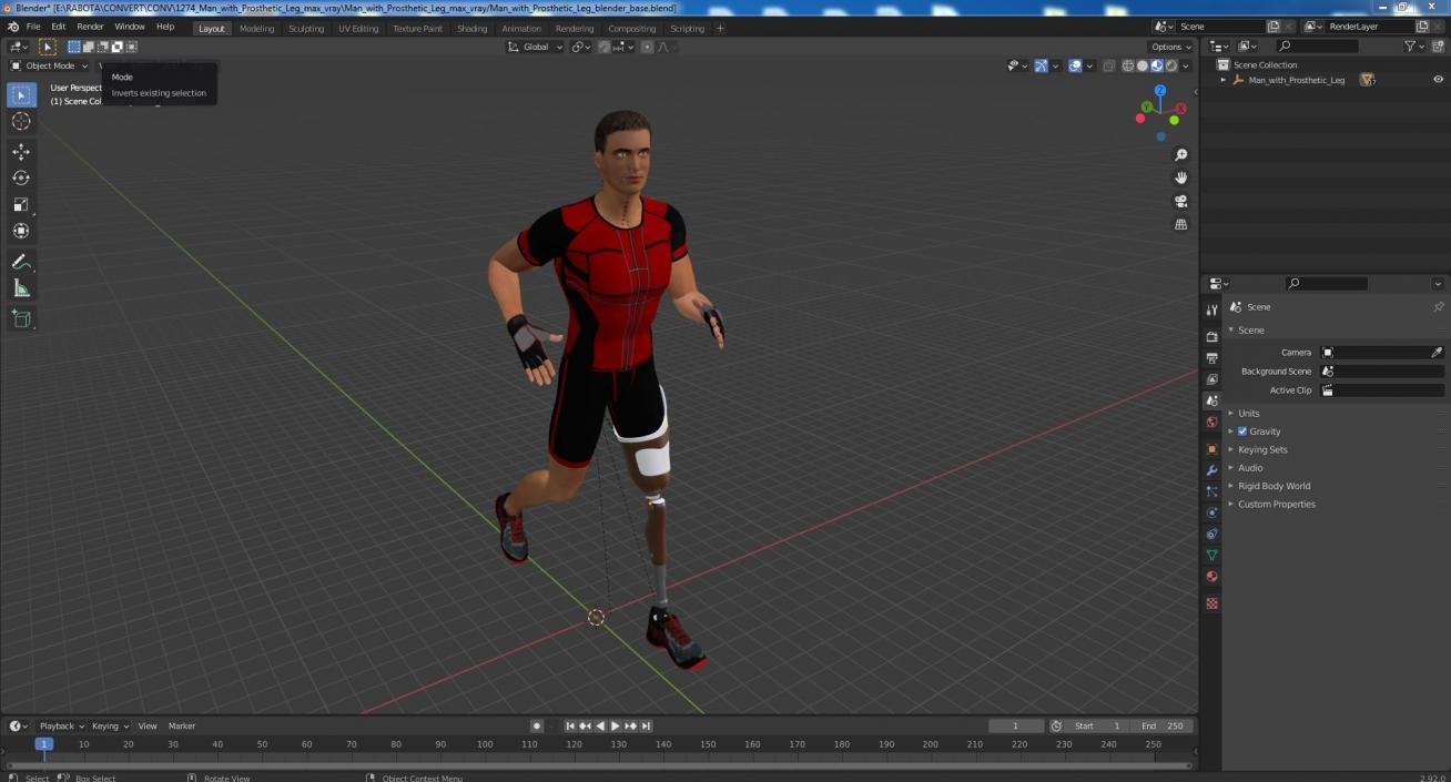 3D Man with Prosthetic Leg model