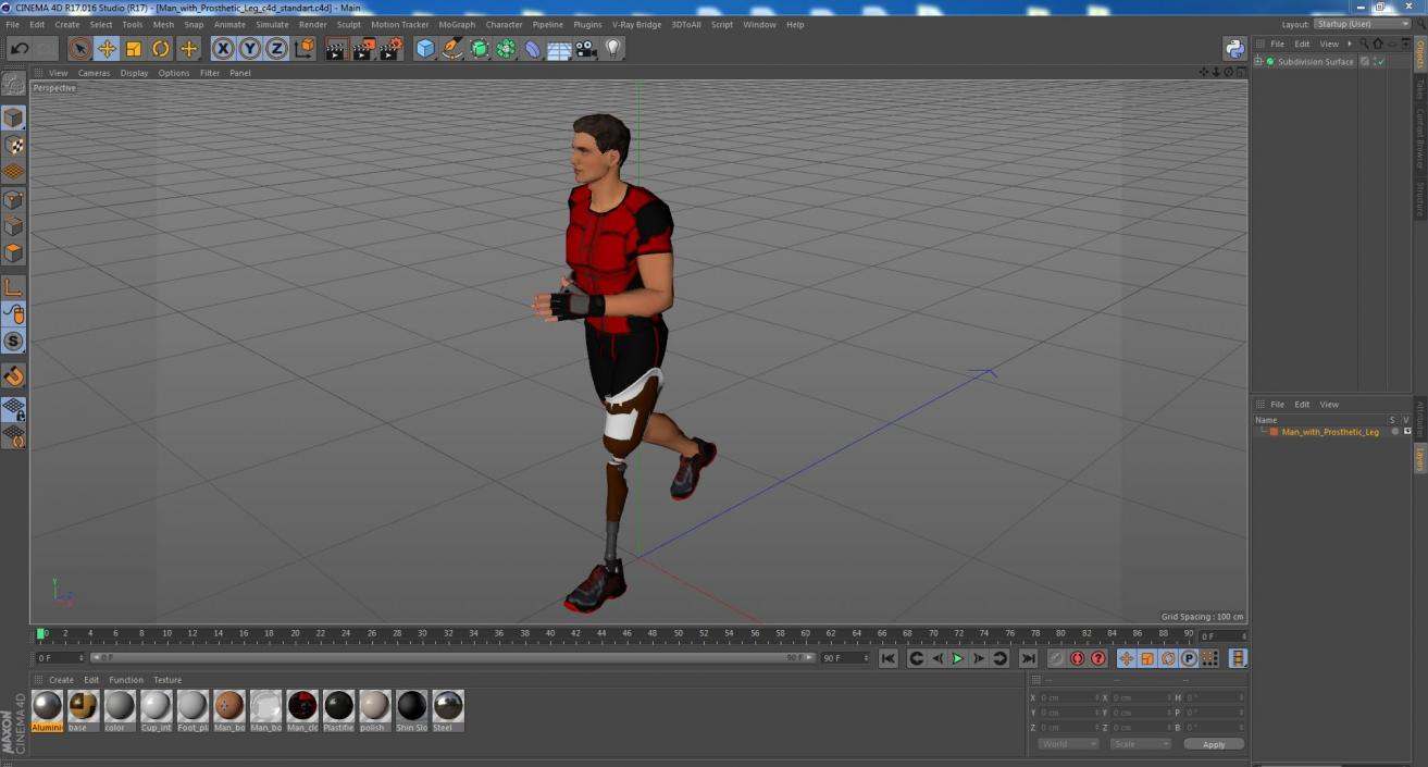 3D Man with Prosthetic Leg model