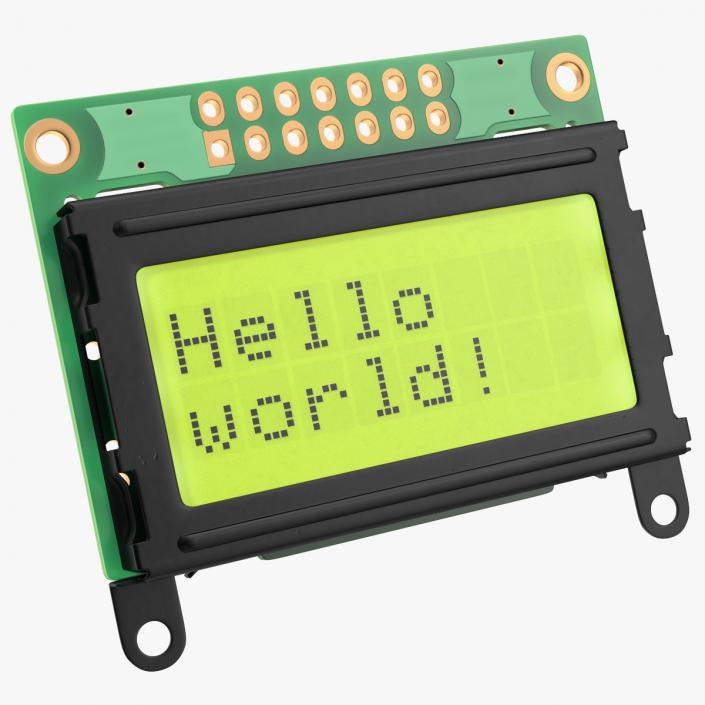 3D model Character LCD Display Green ON