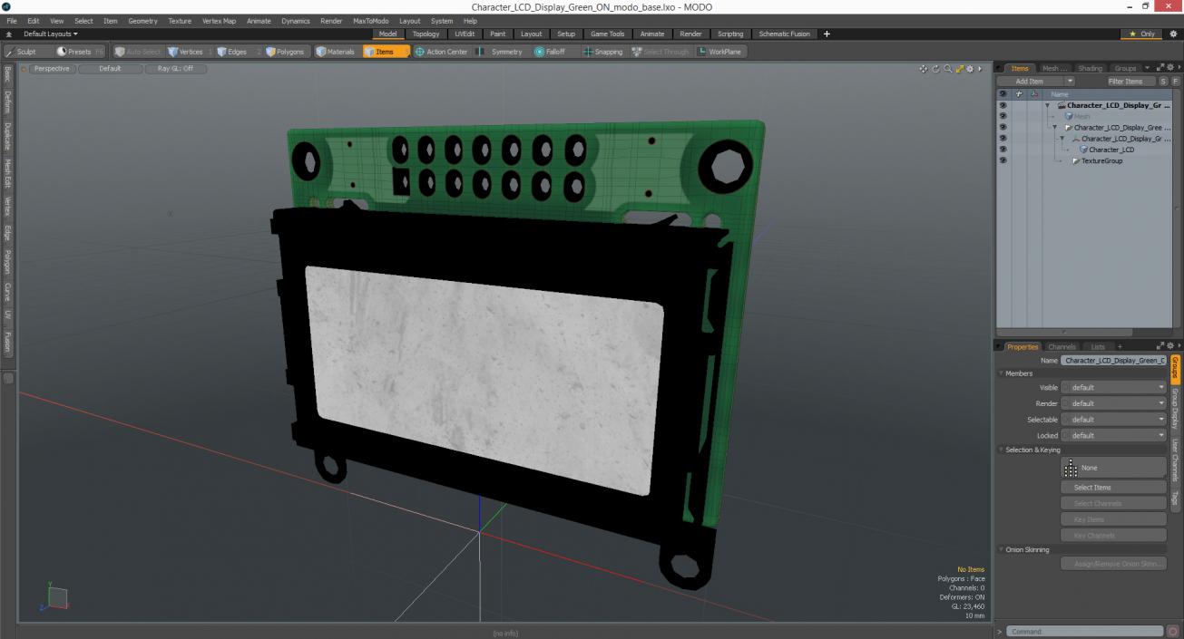 3D model Character LCD Display Green ON