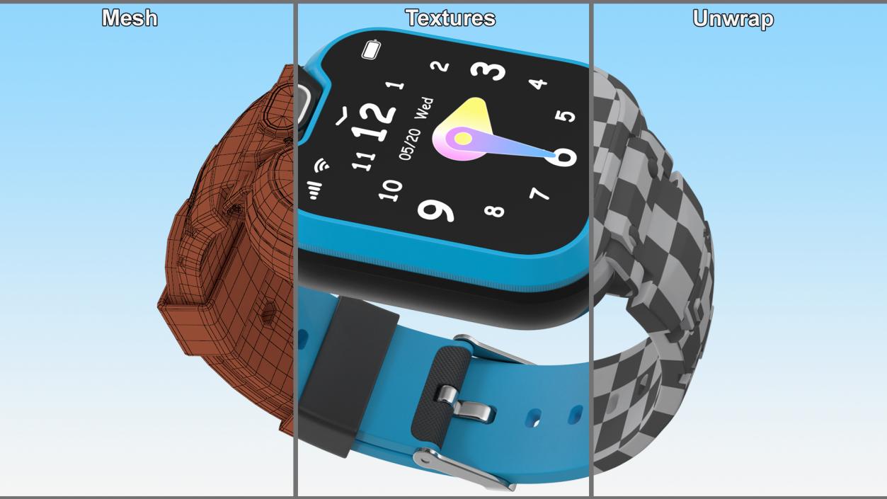 3D Kids Video Smartwatch Blue