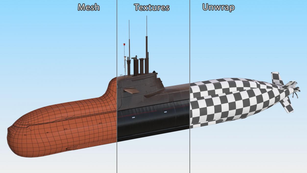 Compact Submarine HDW Class 212A Wet Rigged for Maya 3D