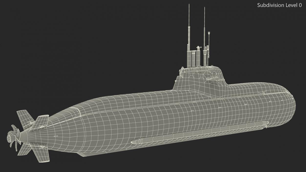 Compact Submarine HDW Class 212A Wet Rigged for Maya 3D