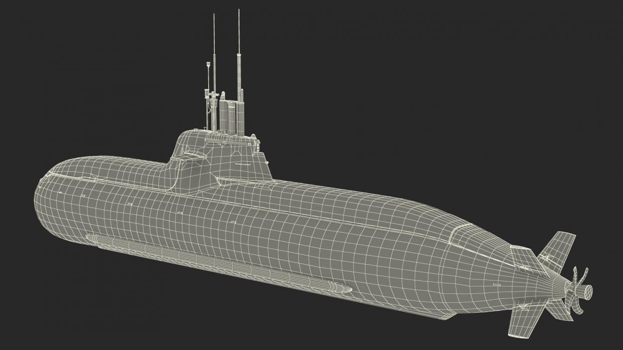 Compact Submarine HDW Class 212A Wet Rigged for Maya 3D